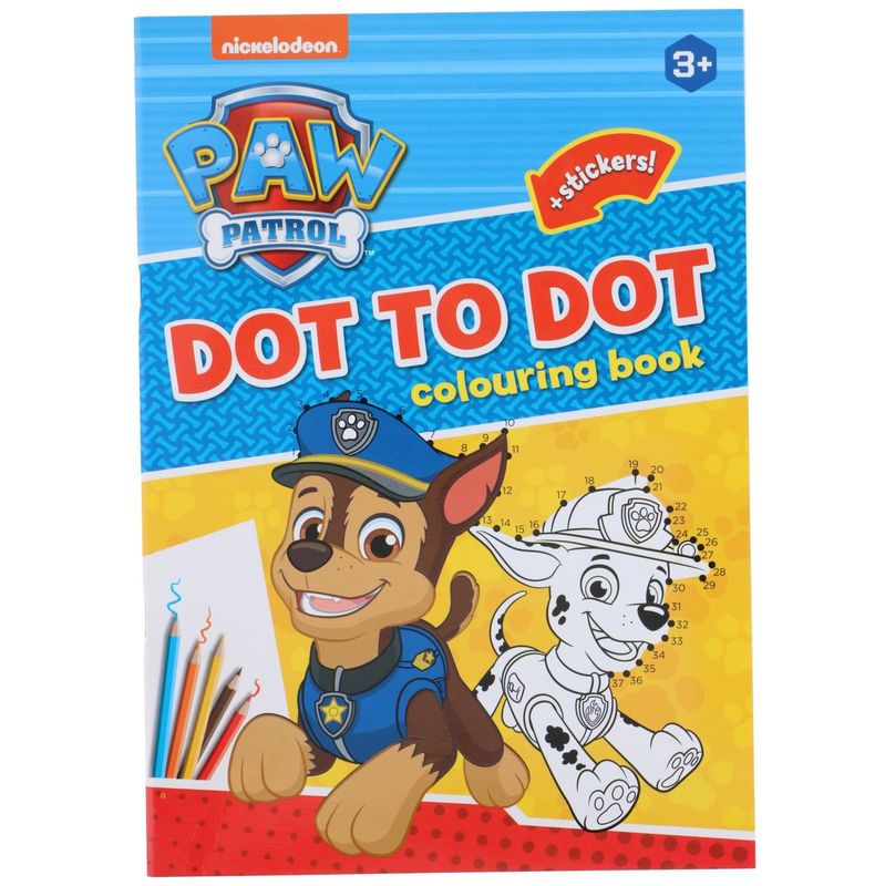 Paw Patrol fargeleggingsbok med klistremerker | Prikk til Prikk | A4