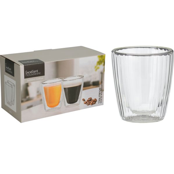 Dobbeltveggede drikkeglass 2pk 250ml | Isolerende glass | Elegante