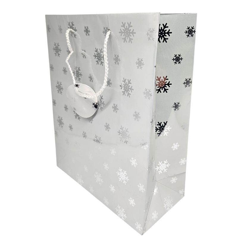 Gavepose snøkrystaller 32x26.5x12cm | Perfekt til jul