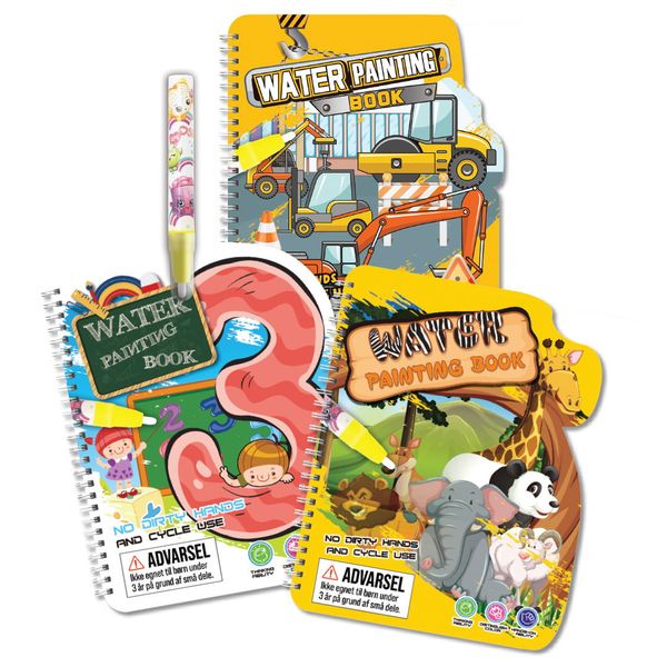 Magiske Vannmalebøker 3pk | Gjenbrukbar & Sølfri