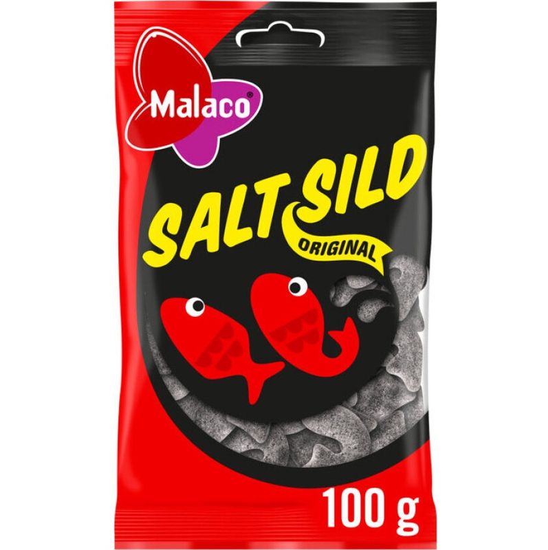 Malaco Salt Sild 100g | Klassisk salt lakrisgodteri fra Sverige