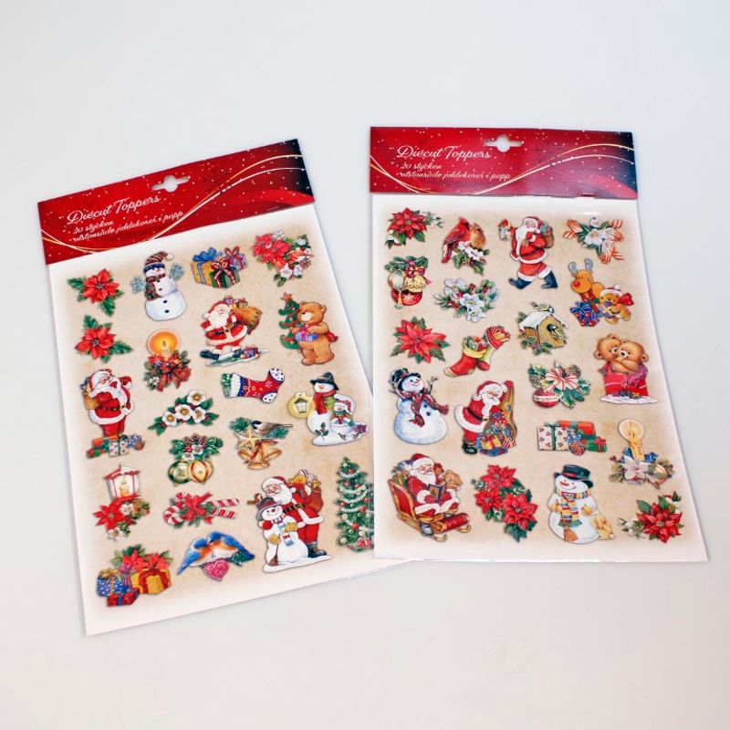 Utstansede julefigurer i papir med glitter | 20 stk | 2ass