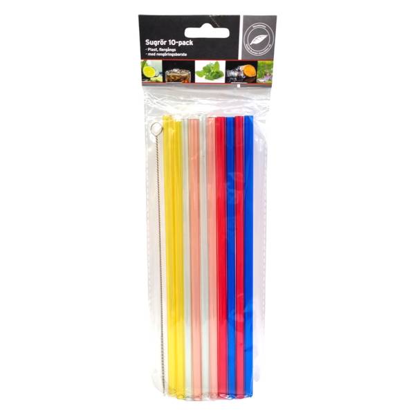 Sugerør I Plast 10pk + Børste