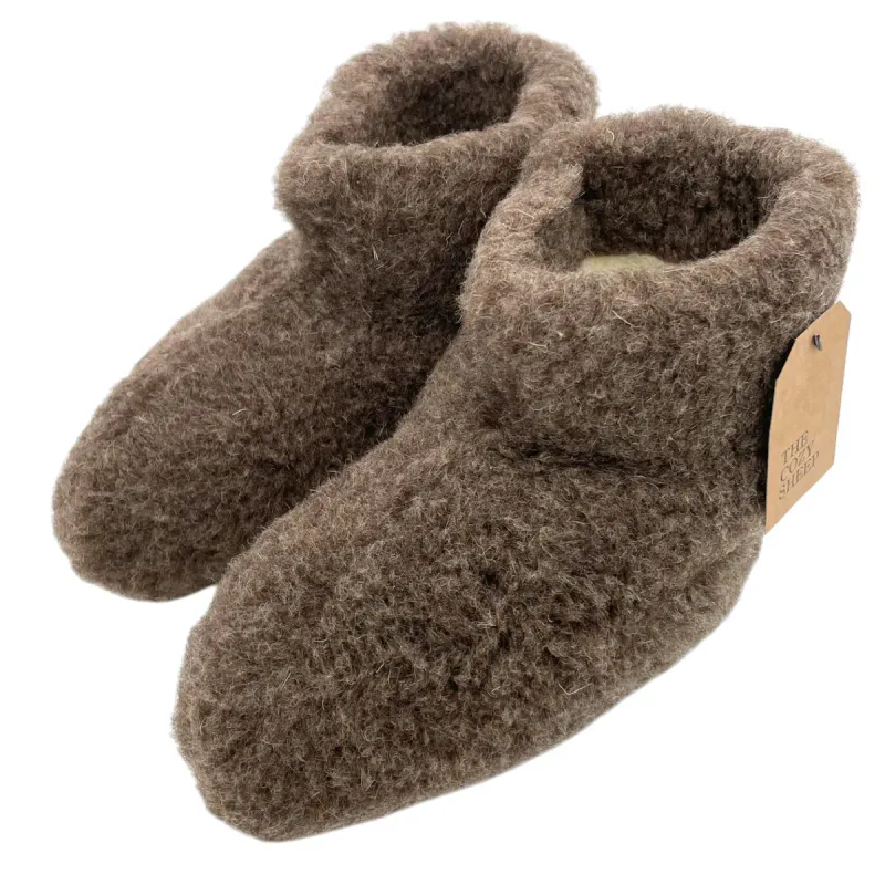 The Cozy Sheep ulltøfler brun høy ankel str 36