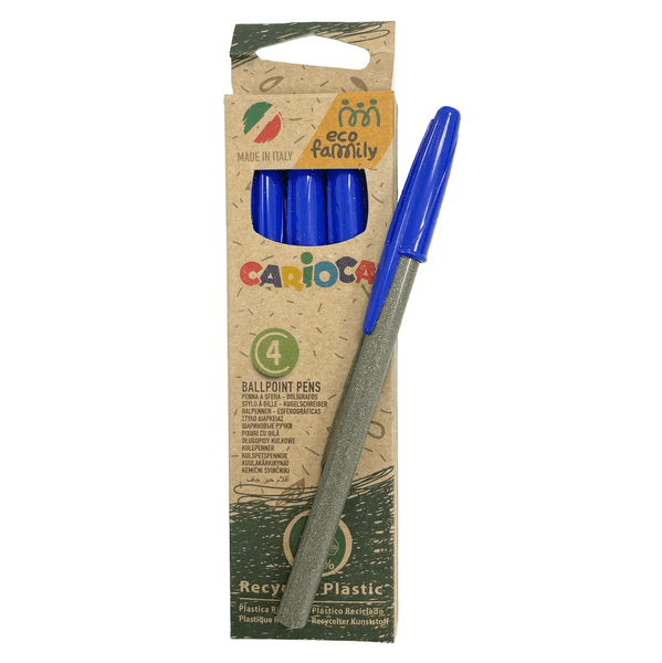 Carioca kulepenner 4pk blå | Resirkulert plast og god skrivekomfort