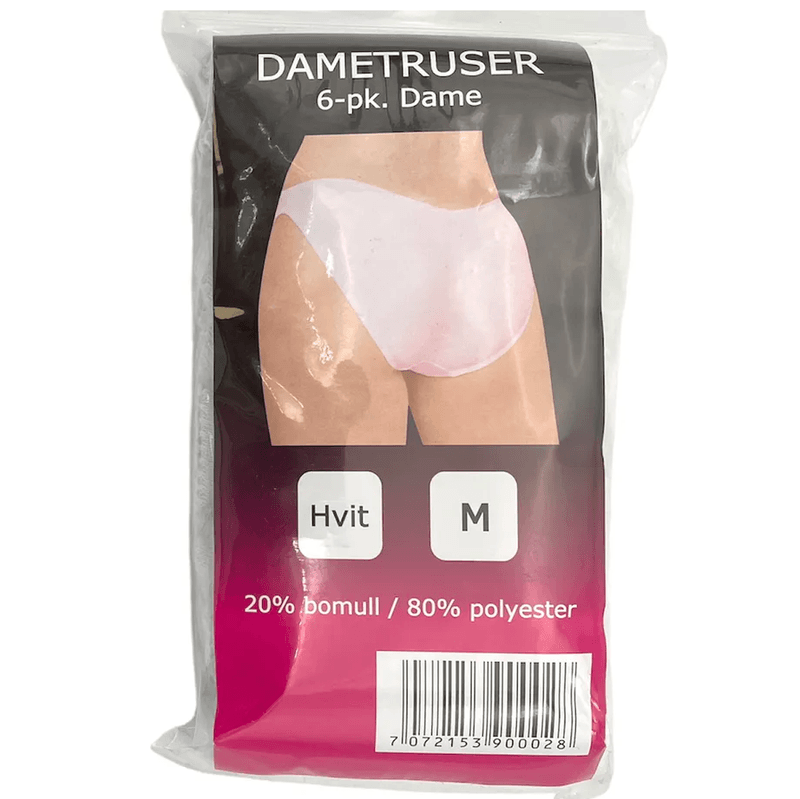 Dametruser Hvite 6pk | S-XXL | Komfort og enkel stil