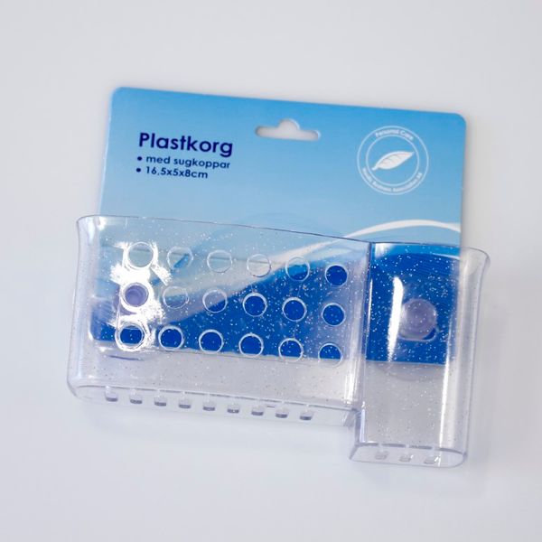 Plastkurv med sugekopper  For Dusj  | To rom | 16,5x5x8cm