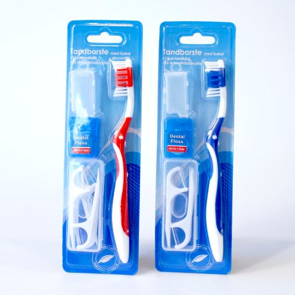 Tannbørste reisesett | Inkl tanntråd & flosser | Perfekt for tur