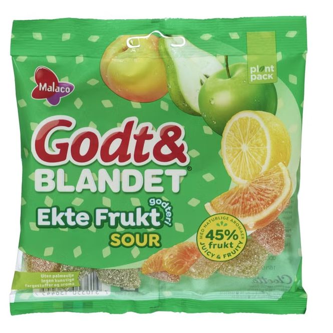Hovedbilde Godt&Blandet Ekte Frukt Sour 140g