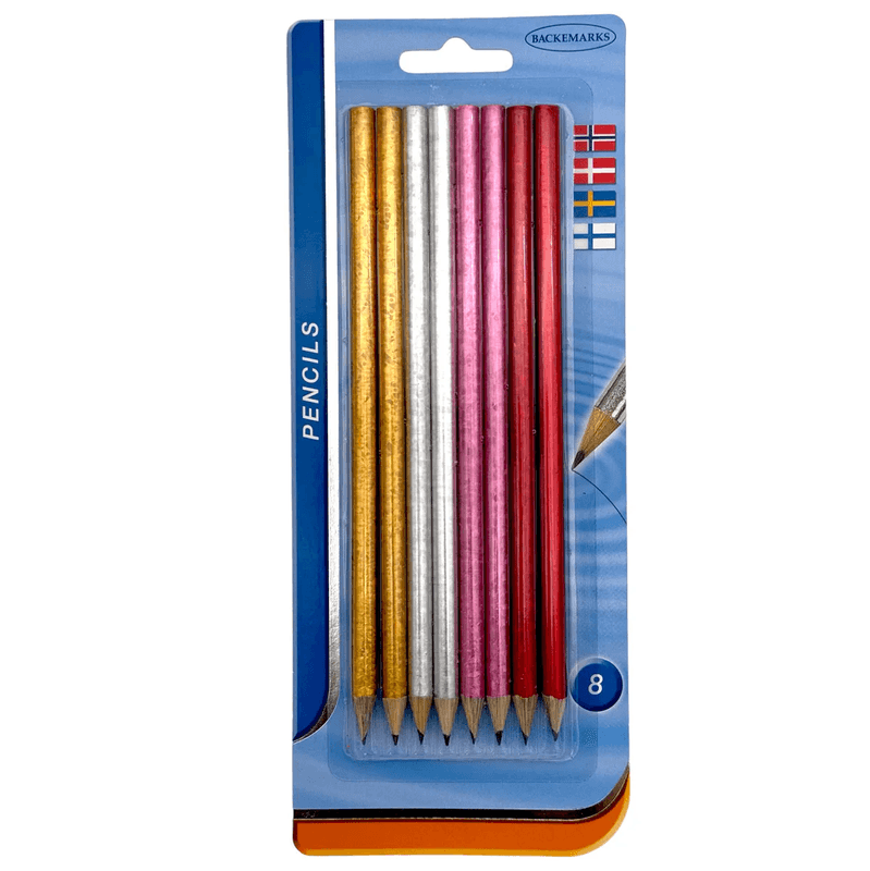 Blyanter 8pk | Ulike farger med glitter | Backemarks